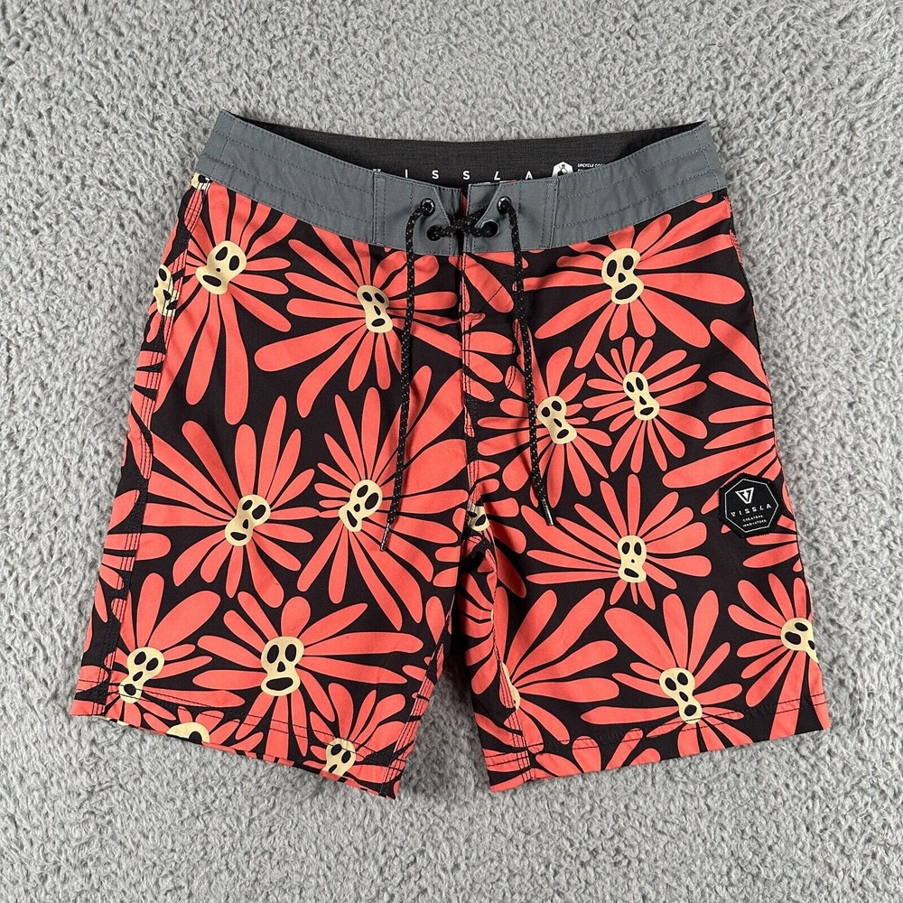 Vissla Thomas Heinz Board Shorts Mens 27 Surfer All Over Print Skeleton Flower